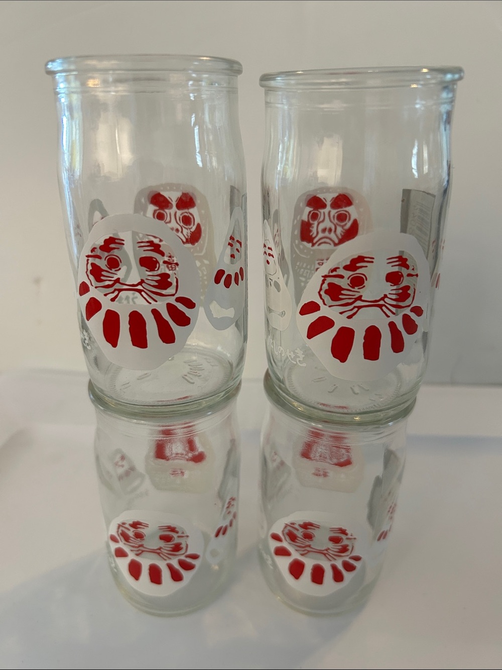 Japanese Daruma Doll Sake One-Cup Glasses / Juice tumblers x4